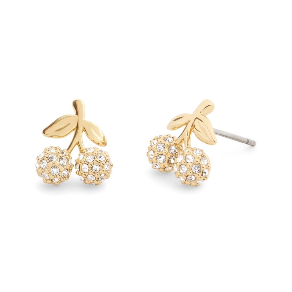Coach Gold Sparkle Cherry Stud Earrings - New - Picture 1 of 5
